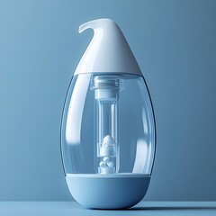 Poster - Compact nebulizer machine isolated on a minimalist background designed for delivering medication directly to the lungs