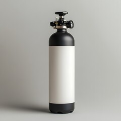 Poster - Compact portable oxygen tank isolated on a minimalist background used for delivering oxygen therapy to patients in need