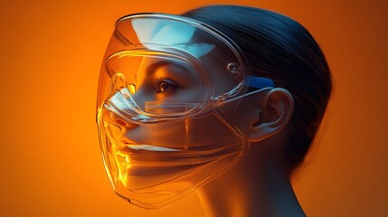 Fototapete - Disposable face shield for medical protection resting on a minimalist background showing the simplicity and necessity of personal protective equipment