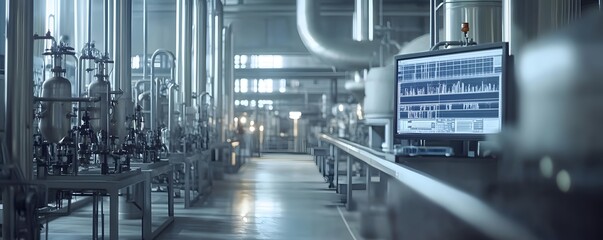 Poster - A modern industrial facility featuring advanced machinery and equipment, showcasing the sophisticated technology used in manufacturing processes for improved efficiency and product