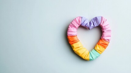 Poster - Heart shaped wreath made from folded paper displayed on a wooden surface