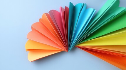 Poster - Colorful paper flower on a bright blue background showcasing vibrant craft design and artistic arrangement