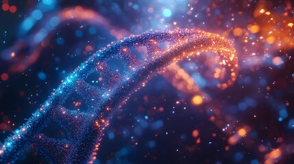 Poster - Highresolution 3D image of DNA intertwined with animated chemical formulas and abstract biological visuals showcasing a blend of science and technology