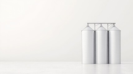 Poster - Two metal sides placed on a white surface creating a simple geometric composition