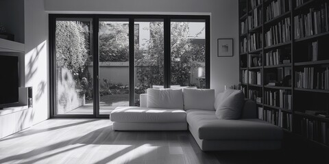 Canvas Print - Black and White Living Room