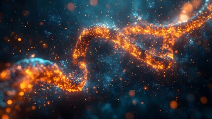 Poster - Highly detailed 3D model of DNA strands intertwined with dynamic chemical reactions and biological elements set against a dark hightech background