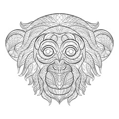 ethnic monkey face head coloring vector illustration clipart