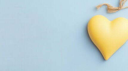 Poster - Yellow heart shape on blue background creating a vibrant and colorful visual composition