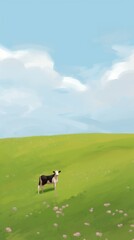 Wall Mural - cow grassland livestock outdoors.