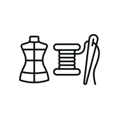 Wall Mural - Mannequin and needle and thread set tailor and fashion icon with a sleek and minimalistic design, perfect for fashion designers, clothing brands, and sewing projects.