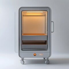Poster - Modern sterilization cabinet isolated on a minimalist background used to store and maintain sterile surgical instruments
