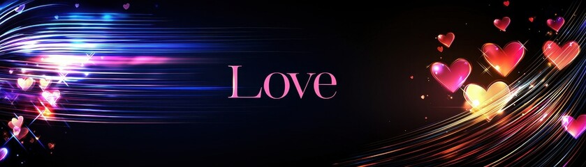 Poster - Softly Glowing Hearts on Abstract Background for Romantic and Emotional Themes