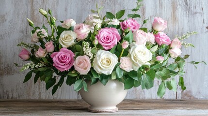 Poster - Pink and White Flowers in Vase