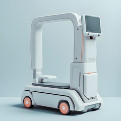 Poster - portable mobile xray machine isolated on a minimalist background designed for capturing internal ima
