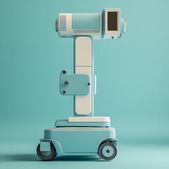 Fototapete - Portable mobile Xray machine isolated on a minimalist background designed for capturing internal images in emergency and clinical settings