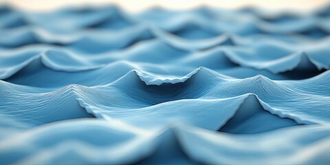 Poster - Abstract Light Blue Surface, 3D Render. Abstract Wave Pattern. Vibrant Colors. Connected Mesh