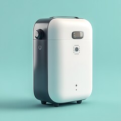 Poster - Portable oxygen concentrator isolated on a minimalist background designed for delivering oxygen therapy to patients