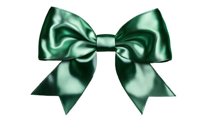 Wall Mural - beautiful shiny silk green bow isolated on transparent background, decorative design png element, cl