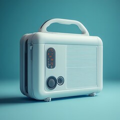 Poster - Portable ventilator isolated on a minimalist background designed to deliver lifesaving respiratory support in emergency situations