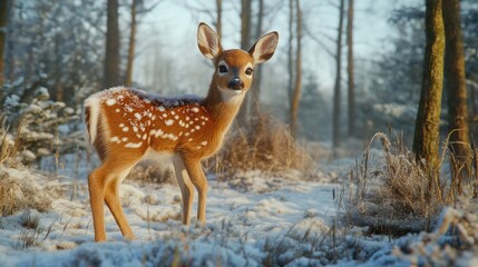 Sticker - Deer in Snowy Woods