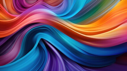 Poster - Vibrant Waves of Rainbow Colors Flowing Through Silky Fabric Textures in a Abstract Design Composition