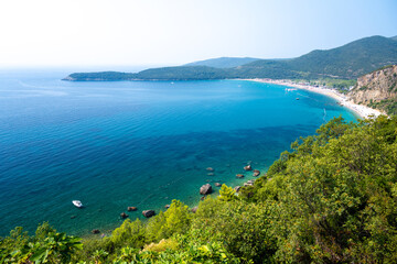 Wall Mural - view on Jaz beach with azure adriatic sea in Budva