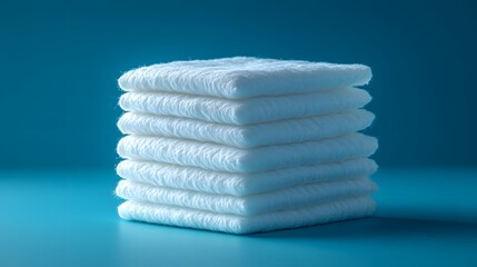 Fototapete - Set of sterile gauze pads neatly stacked on a minimalist background representing first aid essentials in every medical kit