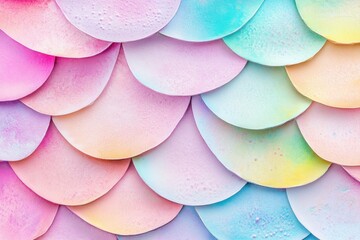 Canvas Print - Colorful pastel scales texture with a blend of pink, blue, and yellow hues, perfect for creative backgrounds and vibrant design projects