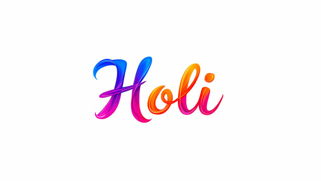 Happy Holi Typography Text Handwriting Calligraphy Massage Lettering, Indian Festival Holi Illustration Colorful Background 
