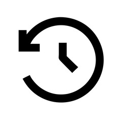 Poster - Clockwise icon, minimalist style, black and white design, represents time flow
