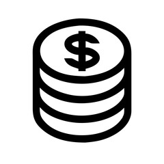 Poster - Stack of coins icon, minimalist style, black and white design, represents finance and wealth