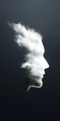 Poster - Emotional transformation in human form abstract art digital dark environment side view conceptual expression