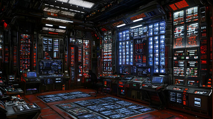 Poster - Futuristic control room, operator monitoring systems