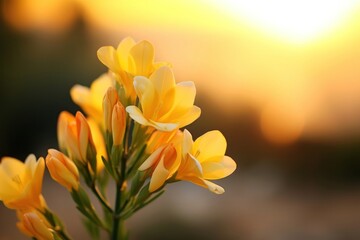 Canvas Print - Yellow freesia flower sunlight outdoors blossom.