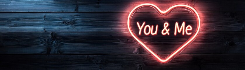 Poster - Neon Heart Light Display Glowing Softly in an Artistic Representation of Love and Connection