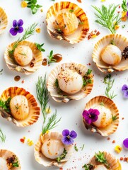 Poster - Scallops with Herbs and Flowers