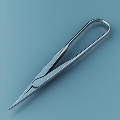 Poster - Stainlesssteel pair of forceps isolated on a minimalist background with its precision grip ready for use in surgical or medical procedures