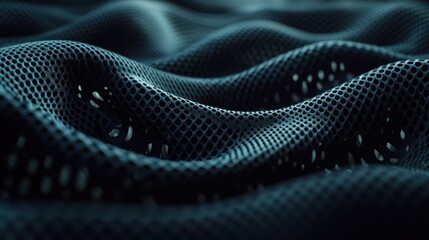 Poster - Close-up of wavy black mesh fabric with light and shadow effects