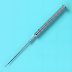 Fototapete - Sterile biopsy needle isolated on a minimalist background designed for extracting tissue samples during medical examinations