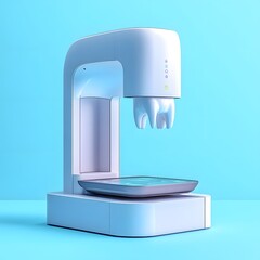 Poster - Sterile dental xray machine isolated on a minimalist background ready for capturing detailed images of teeth and jaw
