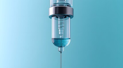 Poster - sterile iv line with saline solution isolated on a minimalist background representing hydration and 