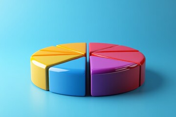 Aufkleber - Colorful segmented pie chart model on blue background used for educational purposes and data representation