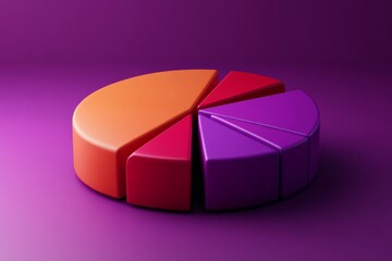 Poster - Colorful pie chart on a purple backdrop illustrating data representation in a modern design