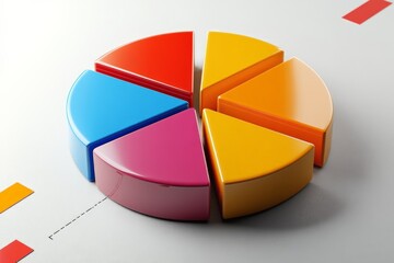 Aufkleber - Colorful pie chart segments arranged on a minimalist surface for visual representation of data analysis