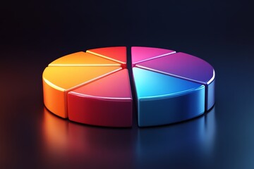 Aufkleber - Colorful pie chart representation of data segments illuminated in a dark setting
