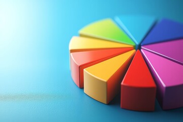 Aufkleber - Colorful geometric shapes arranged in a circular pattern on a blue surface create a vibrant visual display suitable for educational purposes