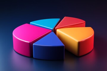 Aufkleber - Colorful geometric shapes arranged in a circular pattern on a dark background creating an abstract design