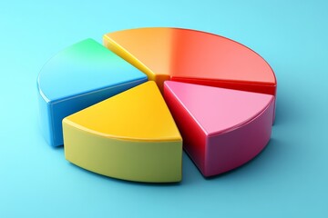 Aufkleber - Colorful geometric shapes arranged in a pie chart display on a bright blue background