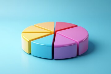 Aufkleber - Colorful geometric shape divided into segments on a blue background for educational or playful purposes