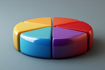 Poster - Colorful geometric shapes arranged in a circular formation on a plain background